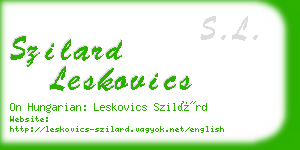 szilard leskovics business card